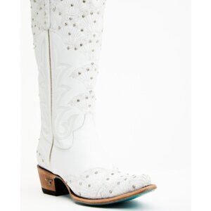 NIB Lane 'Calypso' White Embroidered Western Boots